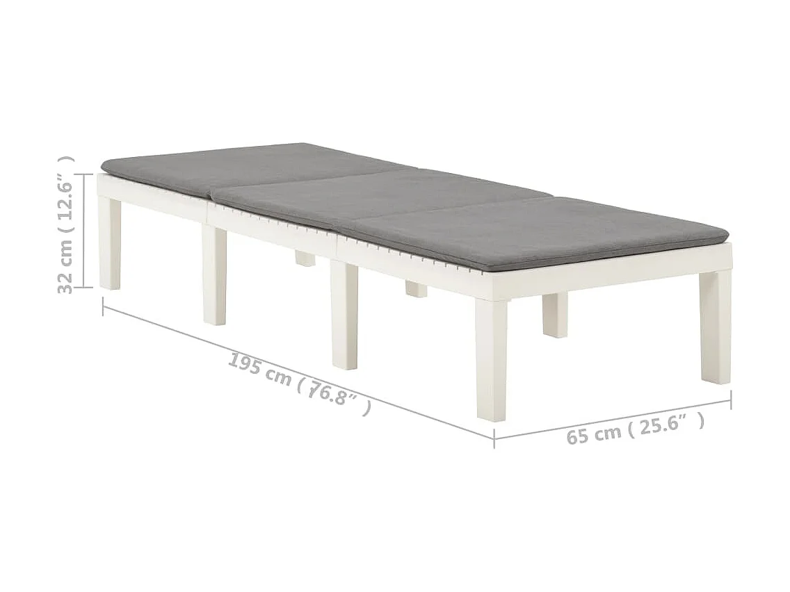 Transat chaise longue bain blanche 195 x 65 x 32 cm 02_0012501