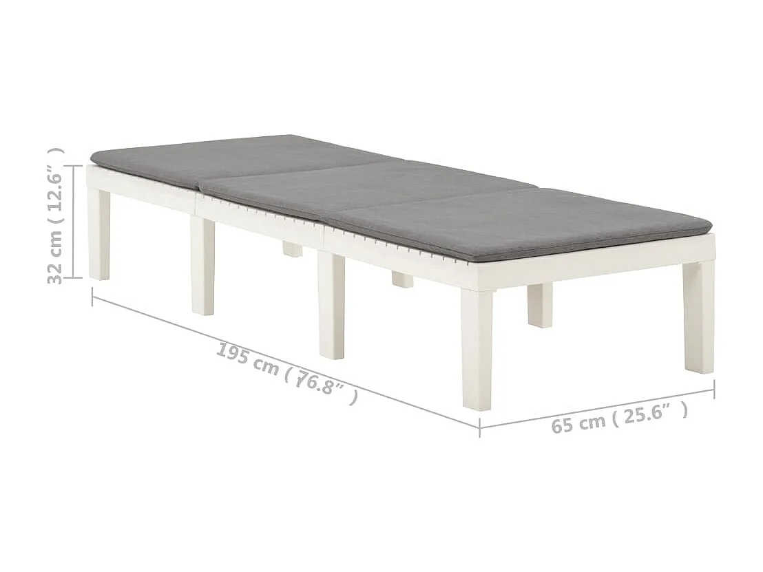 Sdraio sdraio prendisole lettino da giardino terrazza mobili da esterno con cuscino in plastica bianca 02_0012501