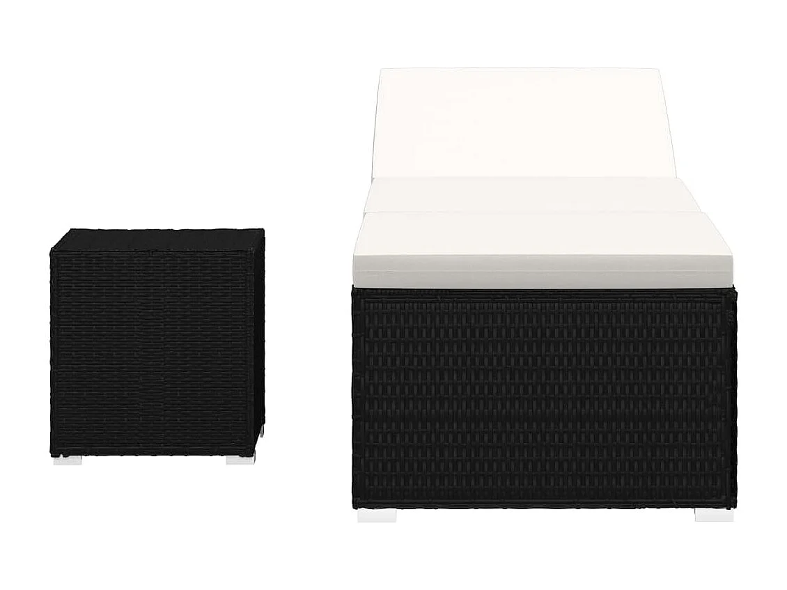 Tumbona tumbona para tomar el sol cama de jardín terraza muebles de exterior y mesa de té tejido de resina blanco crema 02_0012775