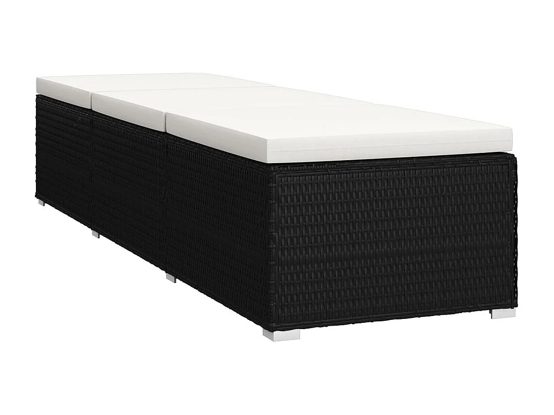 Tumbona tumbona para tomar el sol cama de jardín terraza muebles de exterior y mesa de té tejido de resina blanco crema 02_0012775