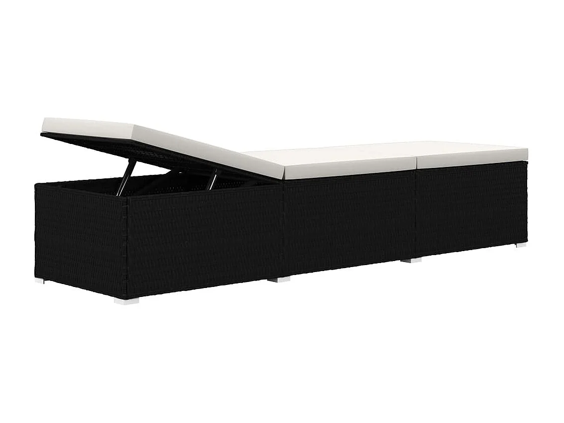 Tumbona tumbona para tomar el sol cama de jardín terraza muebles de exterior y mesa de té tejido de resina blanco crema 02_0012775