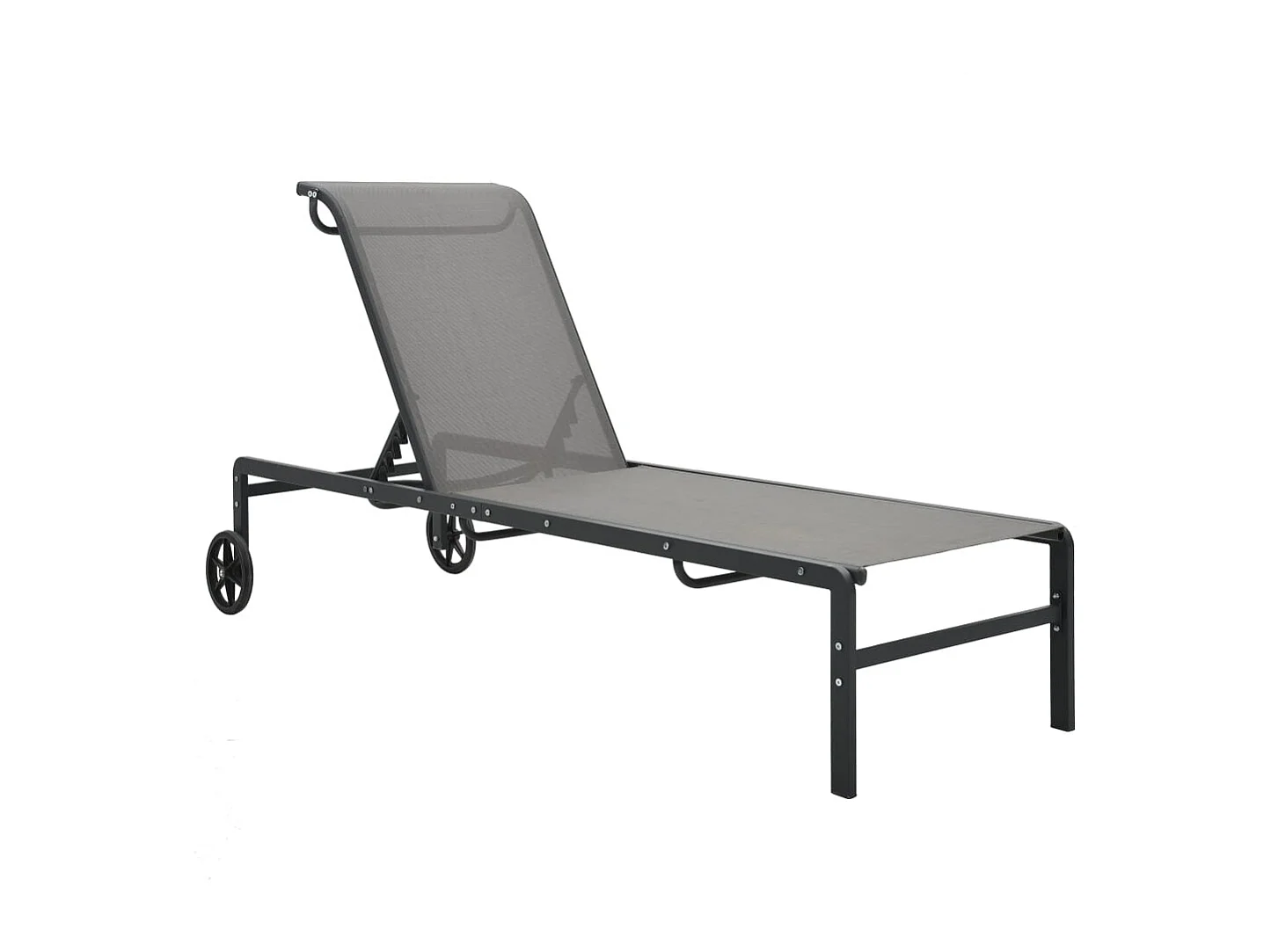 Conjunto de 2 espreguiçadeiras espreguiçadeira para banhos de sol jardim cama terraço mobiliário de exterior com textilene e mesa de aço 02_0012136