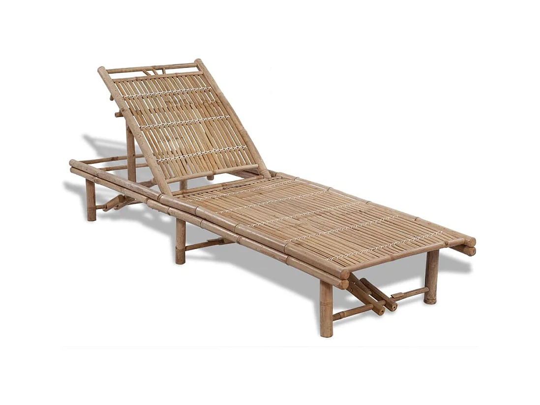 Transat chaise longue bain bambou marron 200 x 65 x 30 cm 02_0012698