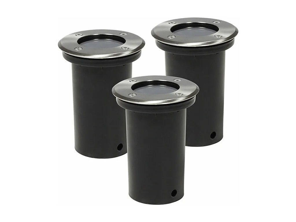 Conjunto de 3 holofotes redondos embutidos para exterior decoração de iluminação em aço inoxidável 2402035