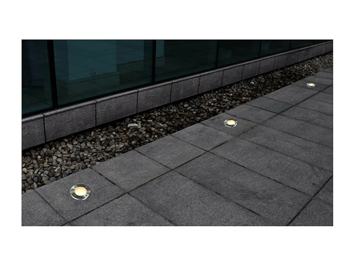 Conjunto de 3 holofotes redondos embutidos para exterior decoração de iluminação em aço inoxidável 2402035