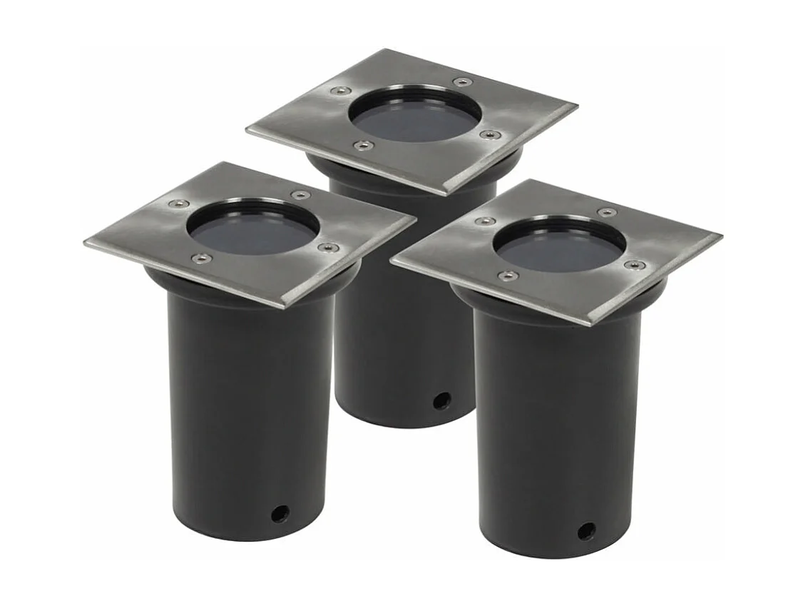 Conjunto de 3 holofotes quadrados embutidos para exterior com iluminação decorativa 2402037