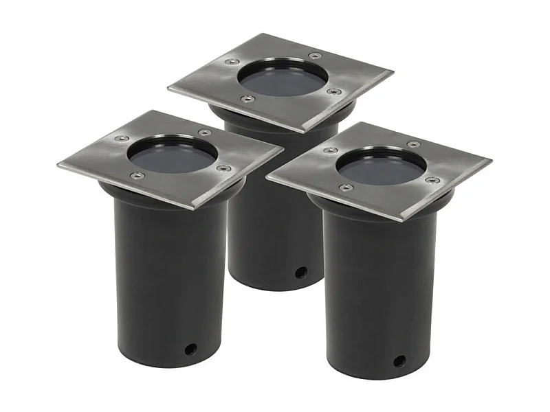 Conjunto de 3 holofotes quadrados embutidos para exterior com iluminação decorativa 2402037