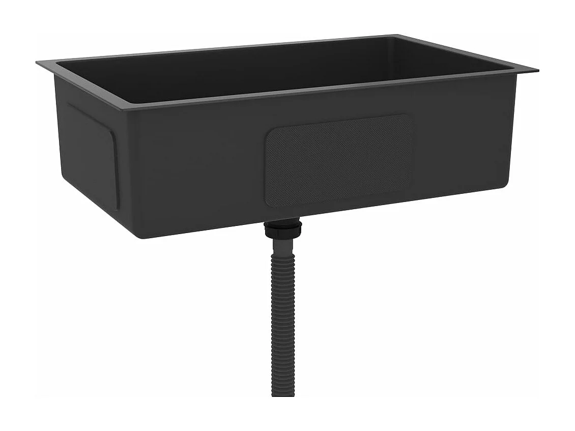 Fregadero de cocina hecho a mano, lavabo para interior de casa, baño, 70 x 40 cm, acero inoxidable negro 02_0002468