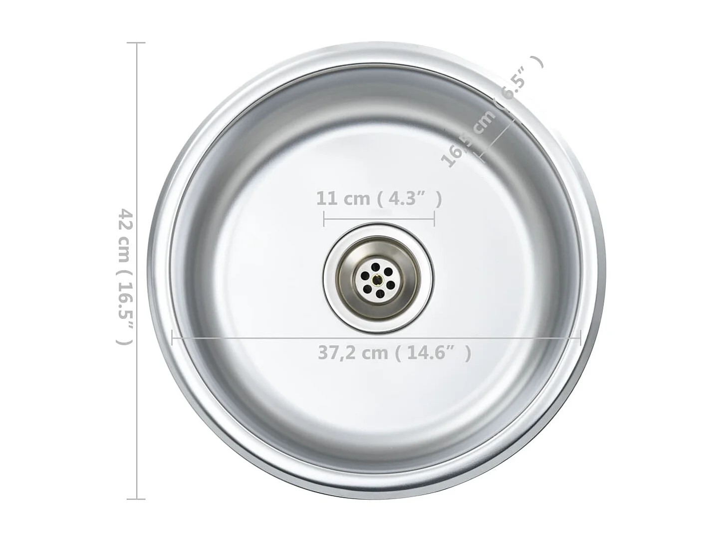 Fregadero de cocina con colador y sifón Fregadero bajo encimera Fregadero redondo Superficie antirrayas Interior del hogar Acero inoxidable duradero 02_0002355