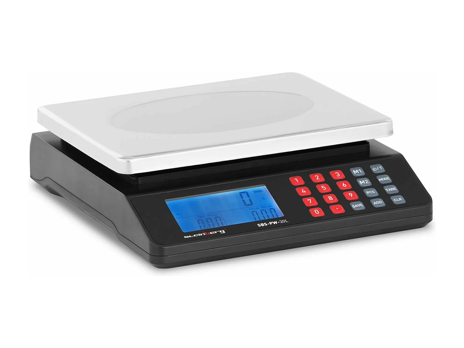 Báscula de control de verduras Balanza de tienda para caminar peso-precio (30 kg / 1 g, Plataforma de pesaje: 215 x 175 mm, Pantalla LCD de dos líneas) 14_0005578