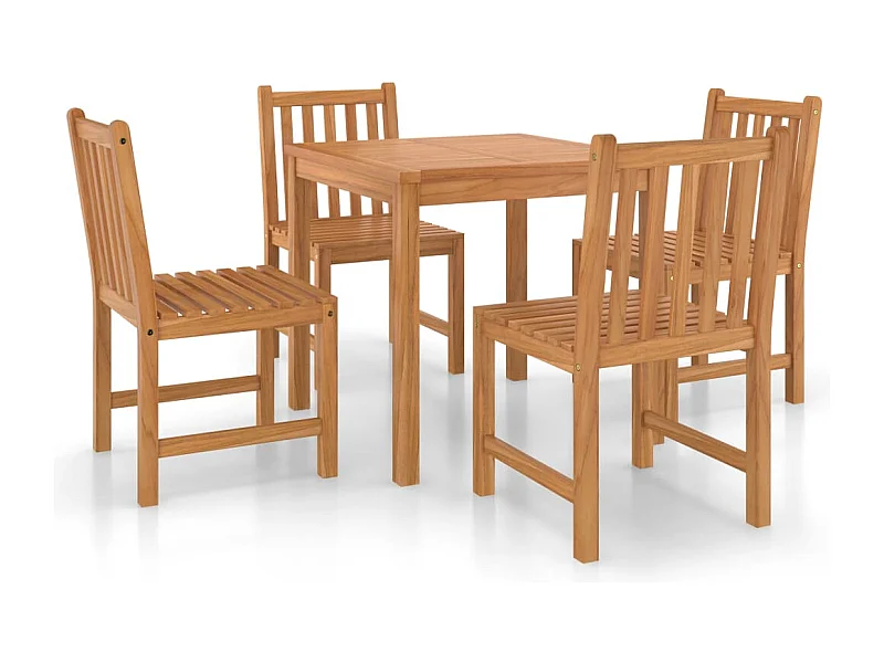 Conjunto de jantar de jardim Mobília ao ar livre 5 peças de madeira maciça de teca 02_0013766