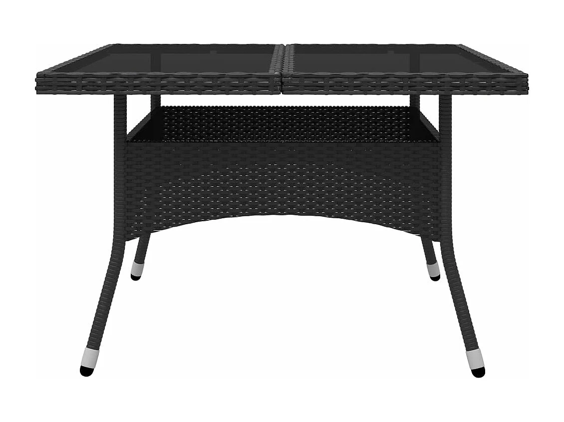 Conjunto de jantar móveis de jardim móveis de exterior 9 peças resina tecida e vidro preto 02_0014408