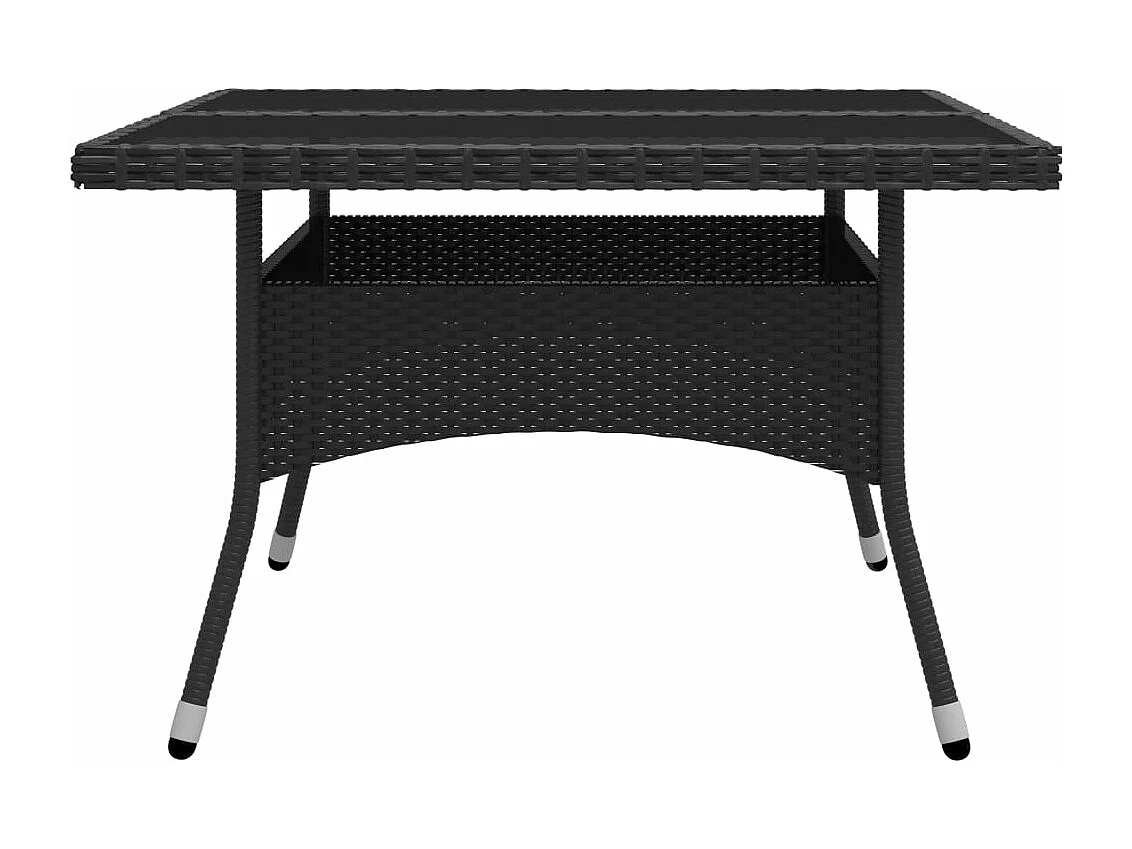 Conjunto de jantar móveis de jardim móveis de exterior 9 peças resina tecida e vidro preto 02_0014408