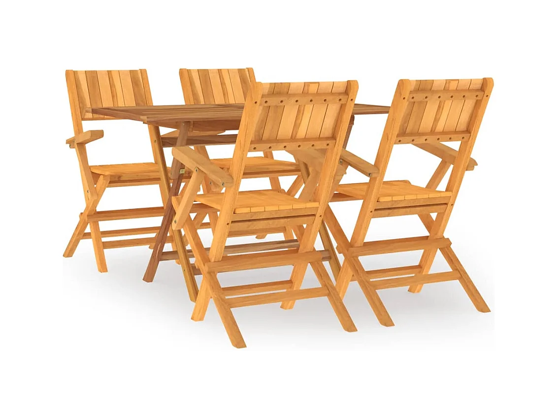 Set da pranzo per mobili da giardino mobili da esterno 5 pezzi in legno massello di teak 02_0014301