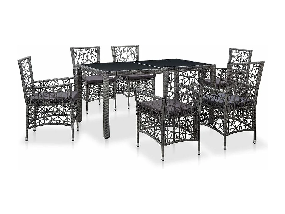 Mobilier à dîner d'extérieur résine grise 150 x 90 x 75 cm 02_0014684