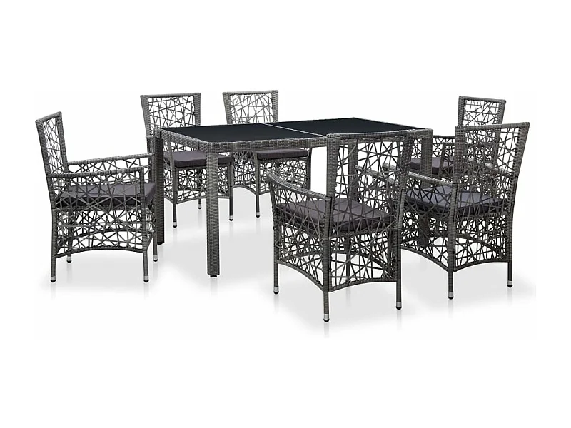 Mobilier à dîner d'extérieur résine grise 150 x 90 x 75 cm 02_0014684