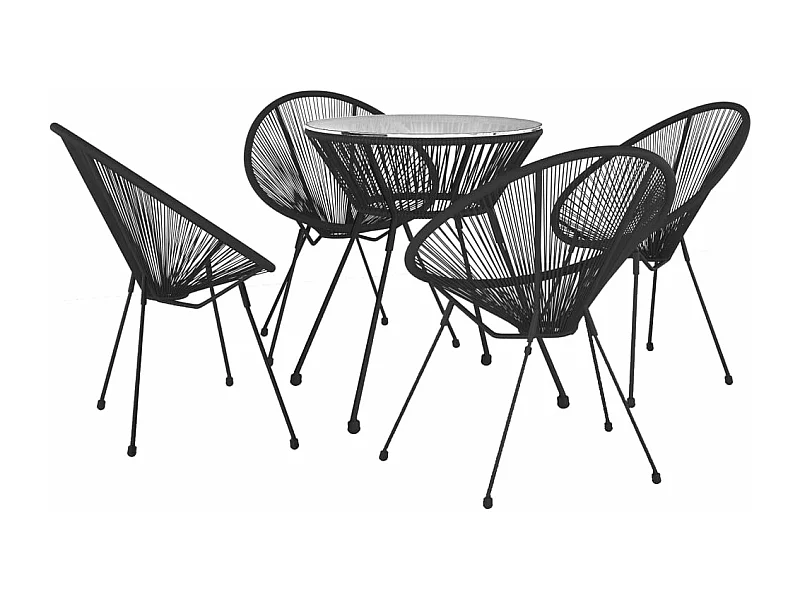 Conjunto de jantar de jardim móveis de exterior 5 peças preto 02_0013894