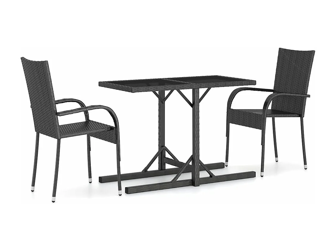 Set da pranzo da giardino mobili da esterno 3 pezzi nero 02_0013673
