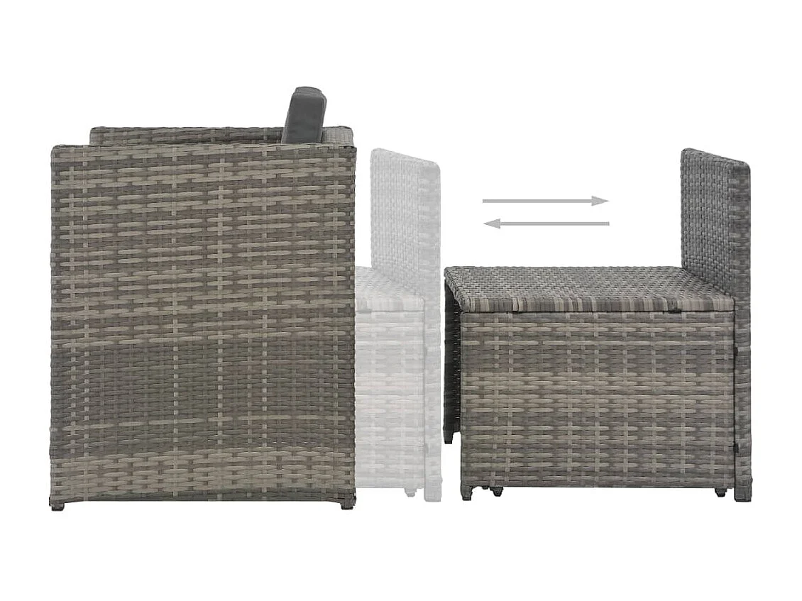 Conjunto de comedor para jardín de 7 piezas y cojines de resina tejida en gris 02_0014818