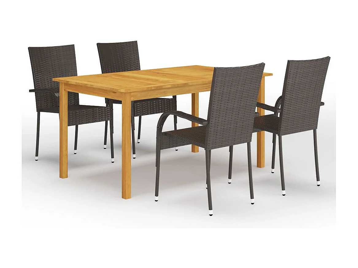 Juego de comedor de jardín muebles de exterior 5 piezas marrón 02_0013811