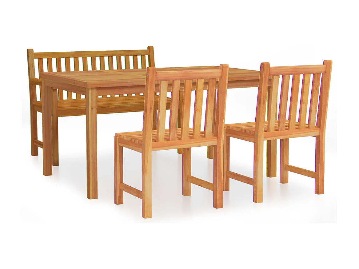 Set da pranzo per mobili da giardino mobili da esterno 4 pezzi in legno massello di teak 02_0014274