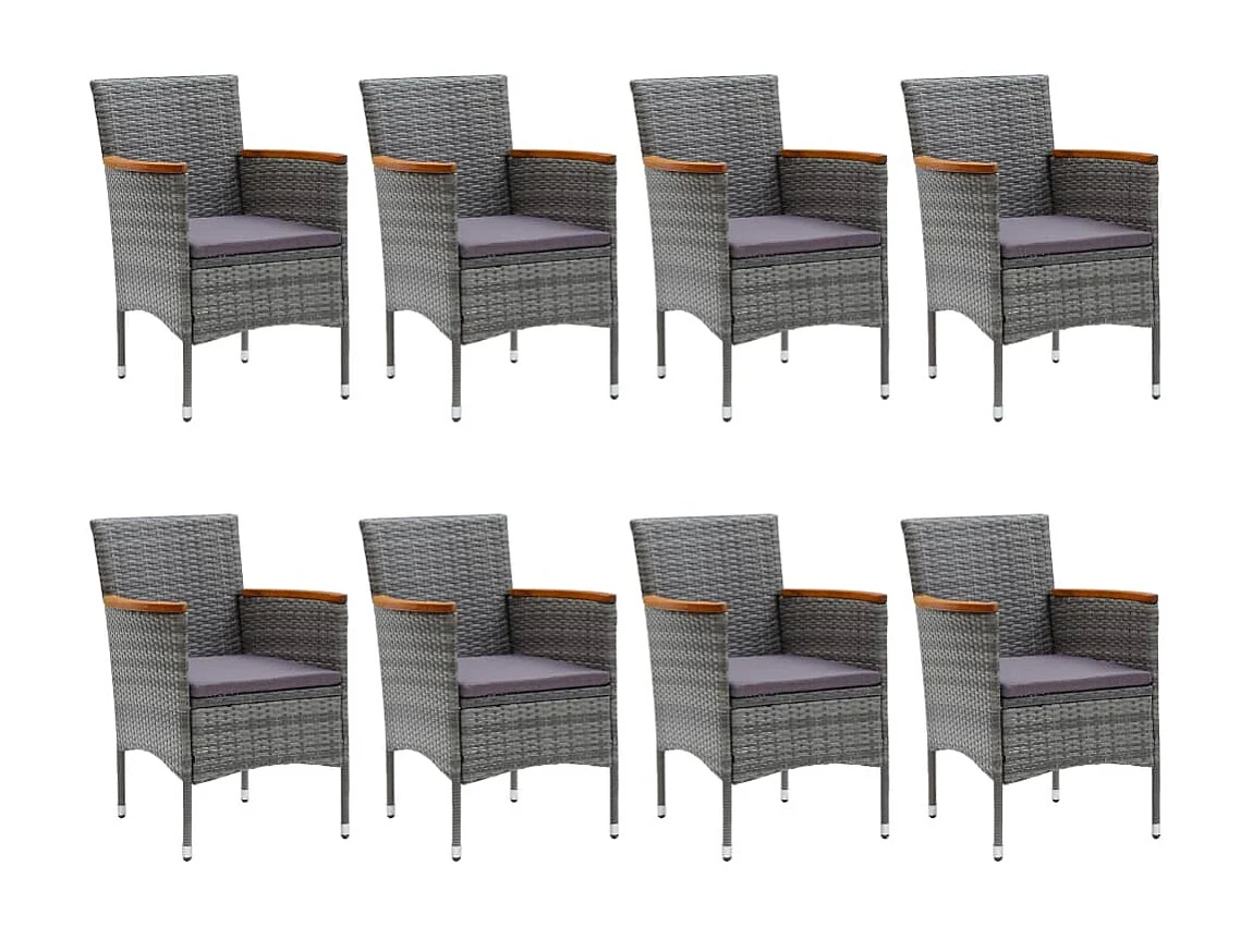 Juego de comedor de jardín muebles de exterior 9 piezas gris 02_0014088