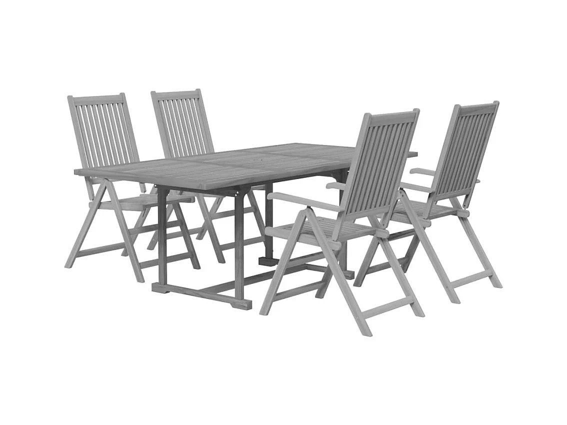 Conjunto de jantar de jardim móveis de exterior 5 peças em madeira maciça de acácia 02_0013747