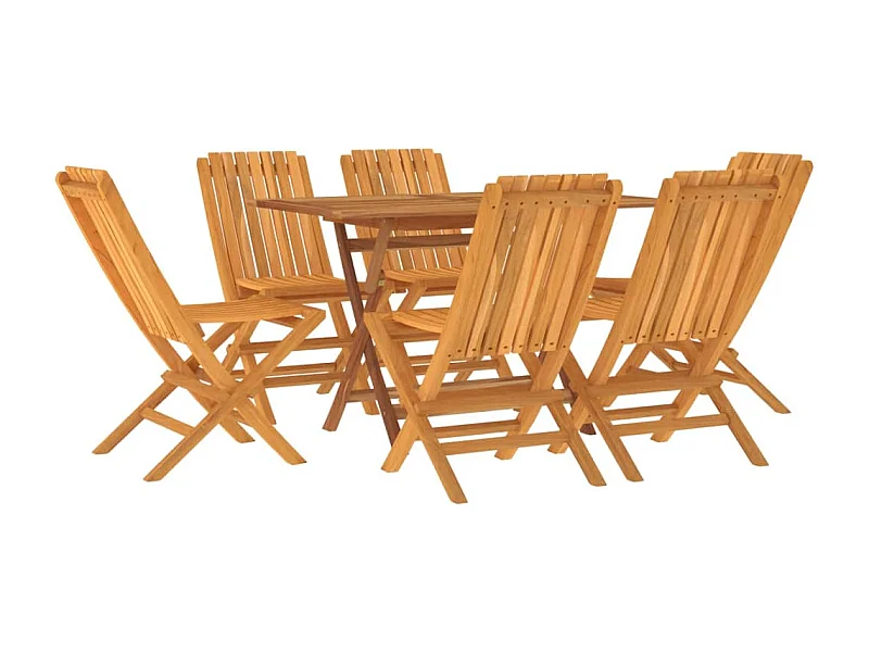 Set da pranzo per mobili da giardino mobili da esterno 7 pezzi in legno massello di teak 02_0014347