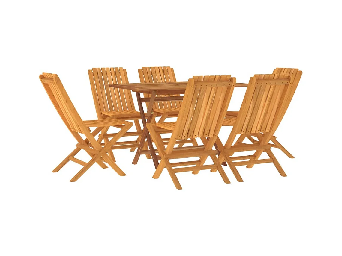 Set da pranzo per mobili da giardino mobili da esterno 7 pezzi in legno massello di teak 02_0014347