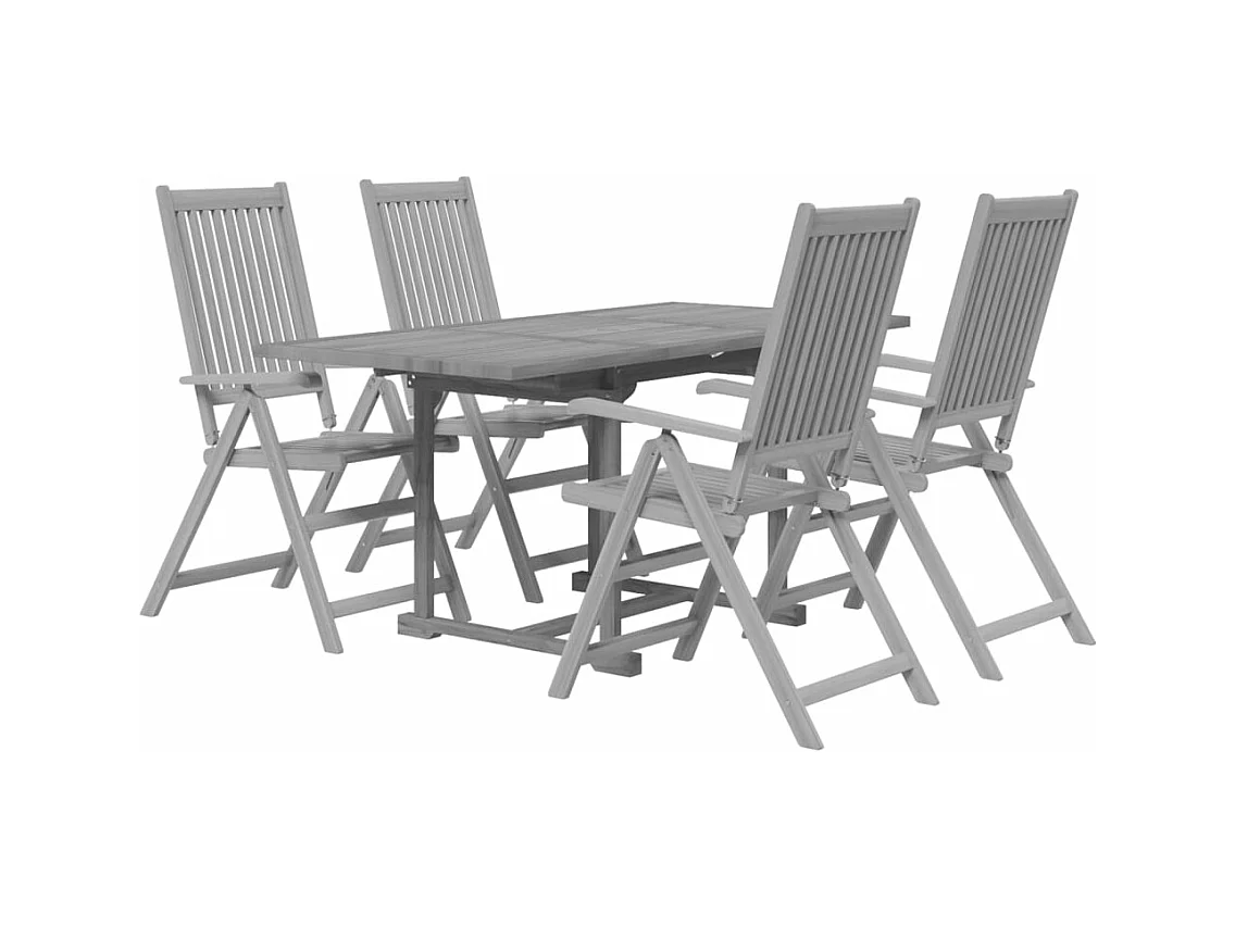 Conjunto de jantar de jardim Móveis para exteriores 5 peças de madeira maciça de acácia 02_0013748
