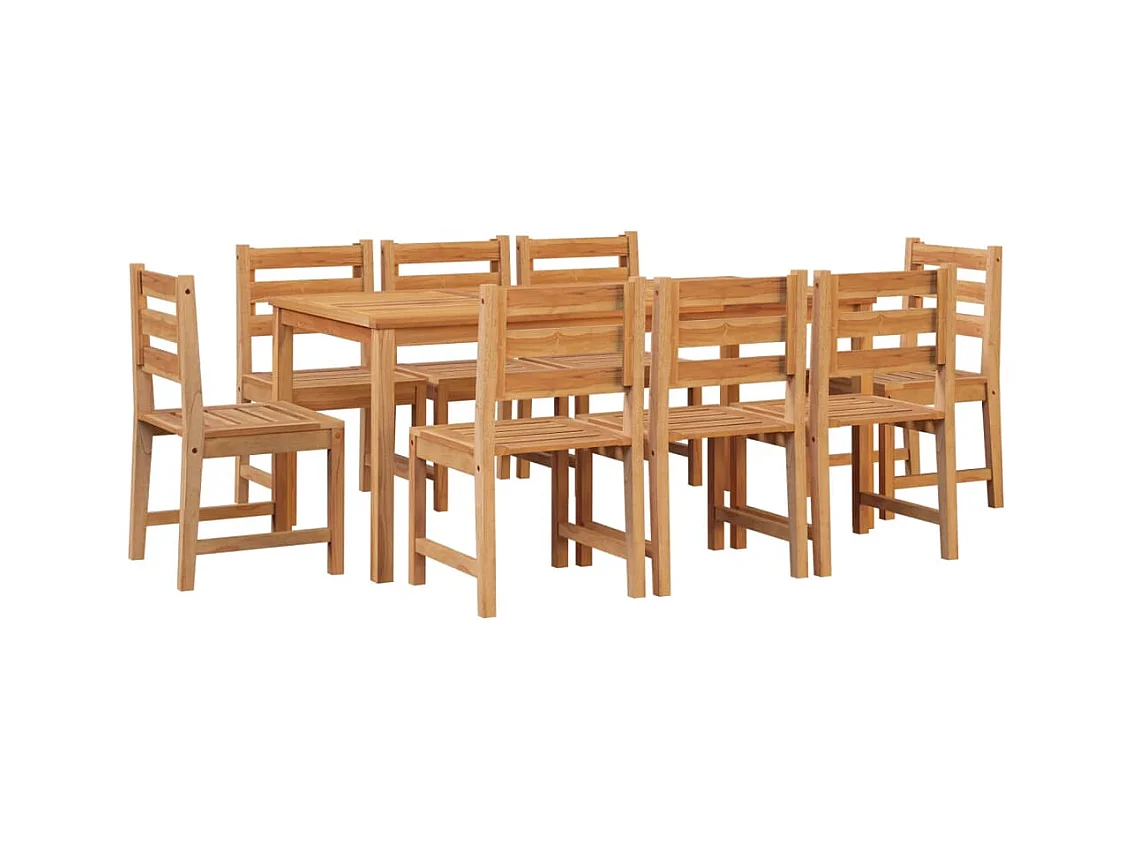 Móveis de jardim conjunto de jantar móveis de exterior 9 peças madeira maciça de teca 02_0014396