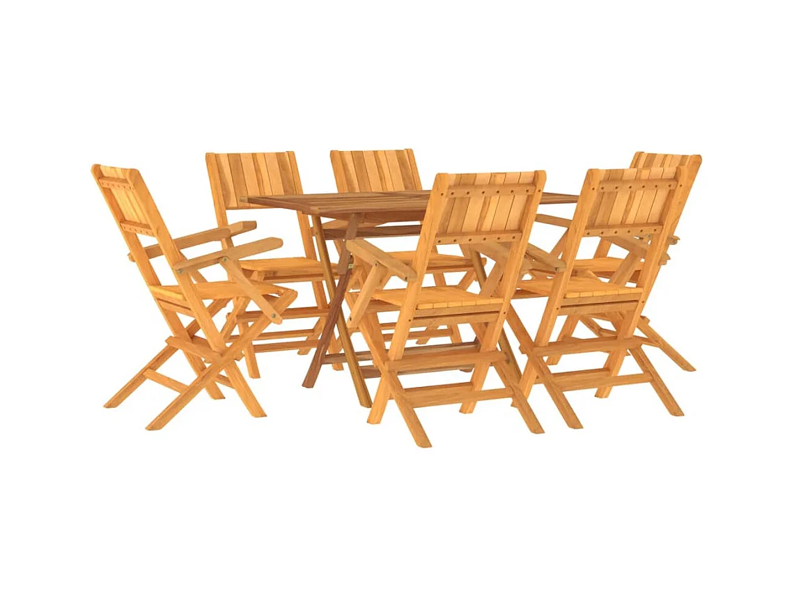 Set da pranzo per mobili da giardino mobili da esterno 7 pezzi in legno massello di teak 02_0014344