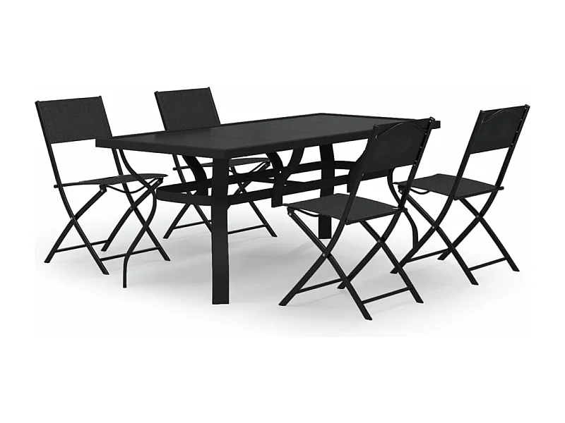 Conjunto de jantar de jardim móveis de exterior 5 peças cinza e preto 02_0013798