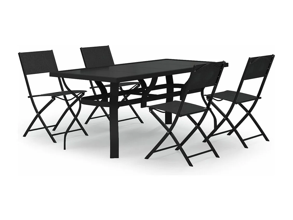 Conjunto de jantar de jardim móveis de exterior 5 peças cinza e preto 02_0013798