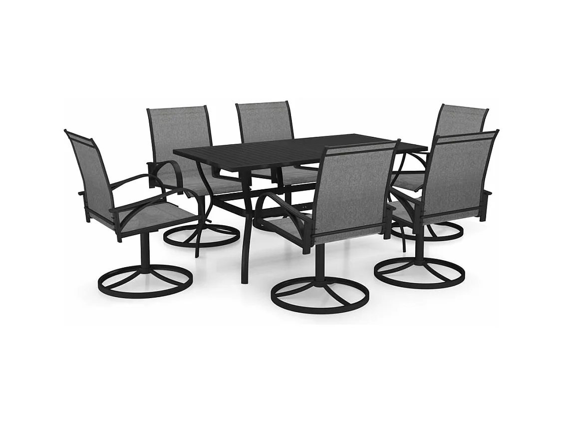 Set da pranzo mobili da giardino mobili da esterno 7 pezzi tessiline e acciaio 02_0014394