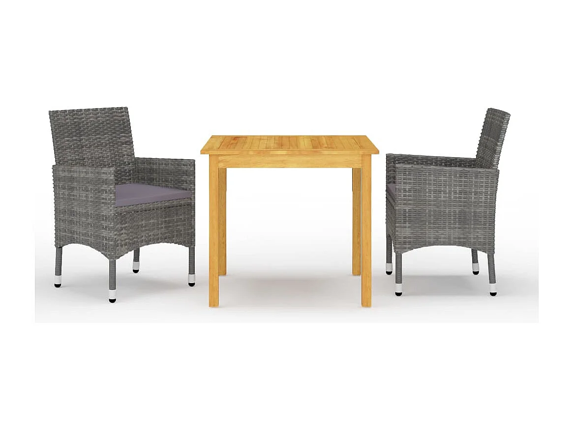 Juego de comedor de jardín muebles de exterior 3 piezas gris 02_0013615