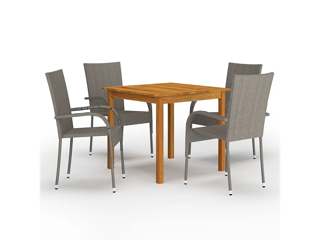 Conjunto de jantar de jardim móveis de exterior 5 peças cinza 02_0013786