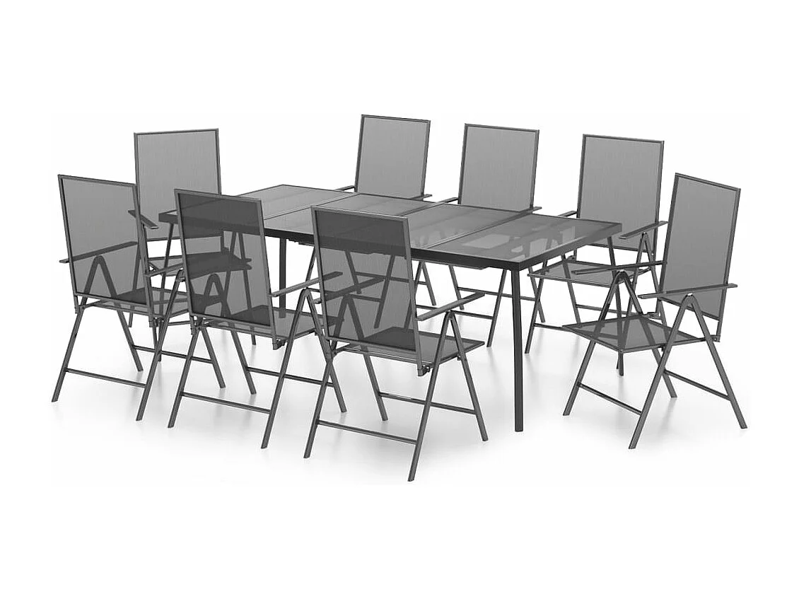 Juego de comedor de jardín muebles de exterior 9 piezas acero antracita 02_0014066