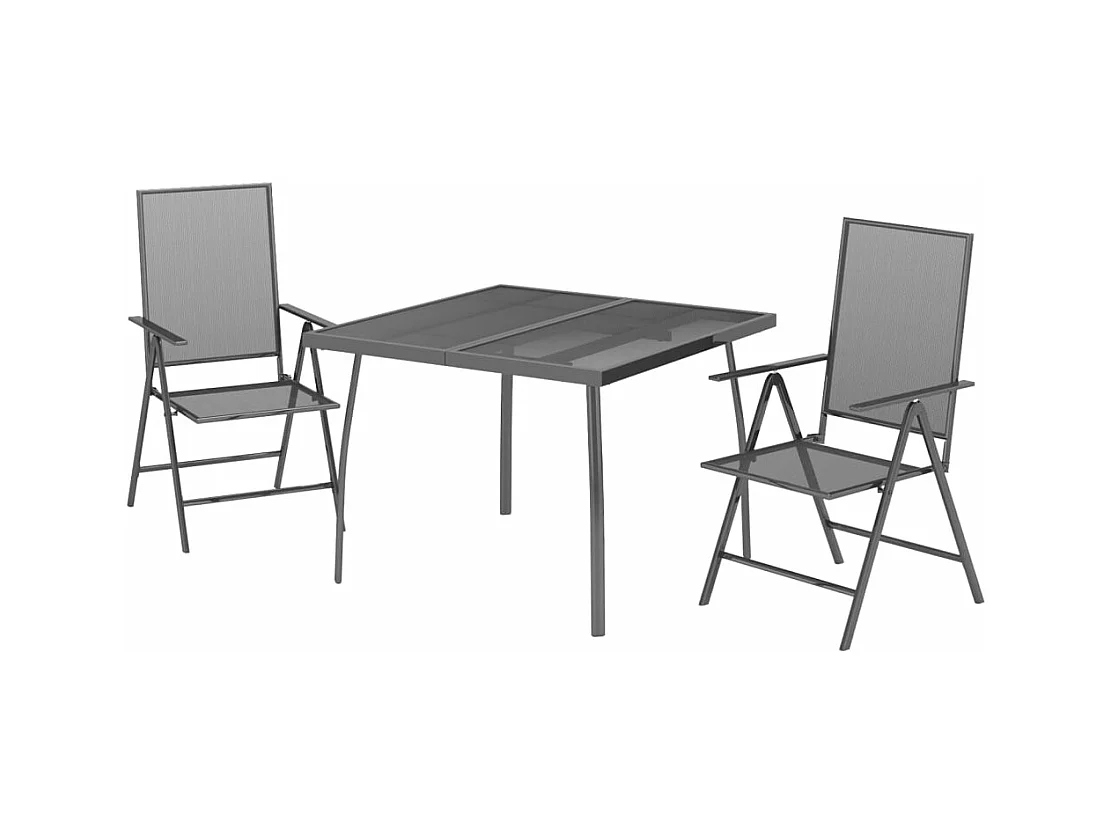 Set da pranzo da giardino mobili da esterno 3 pezzi in acciaio antracite 02_0013578