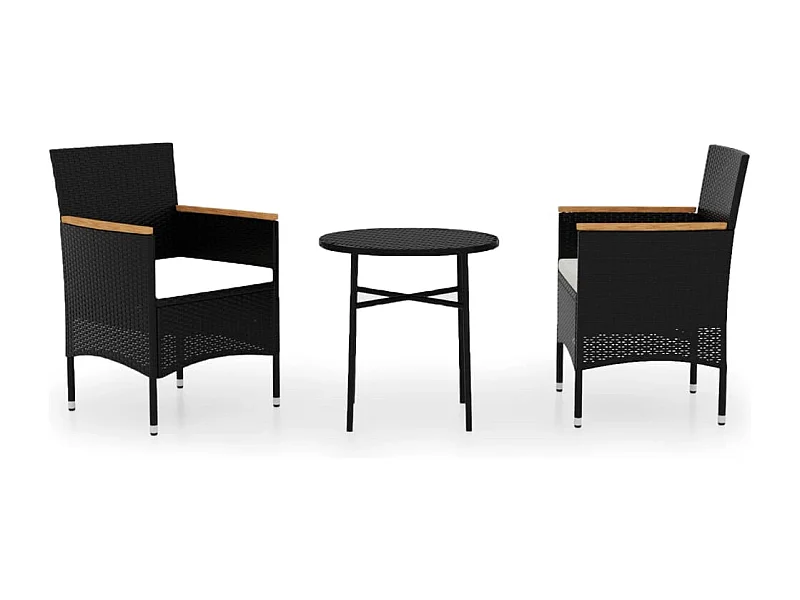 Mobili da pranzo mobili da giardino 3 pezzi in resina intrecciata nera 02_0014755