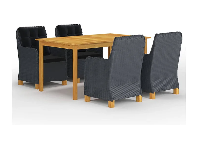 Conjunto de jantar de jardim móveis de exterior 5 peças cinza escuro 02_0013806