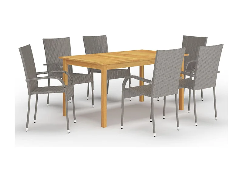 Set da pranzo da giardino mobili da esterno 7 pezzi grigio 02_0013953