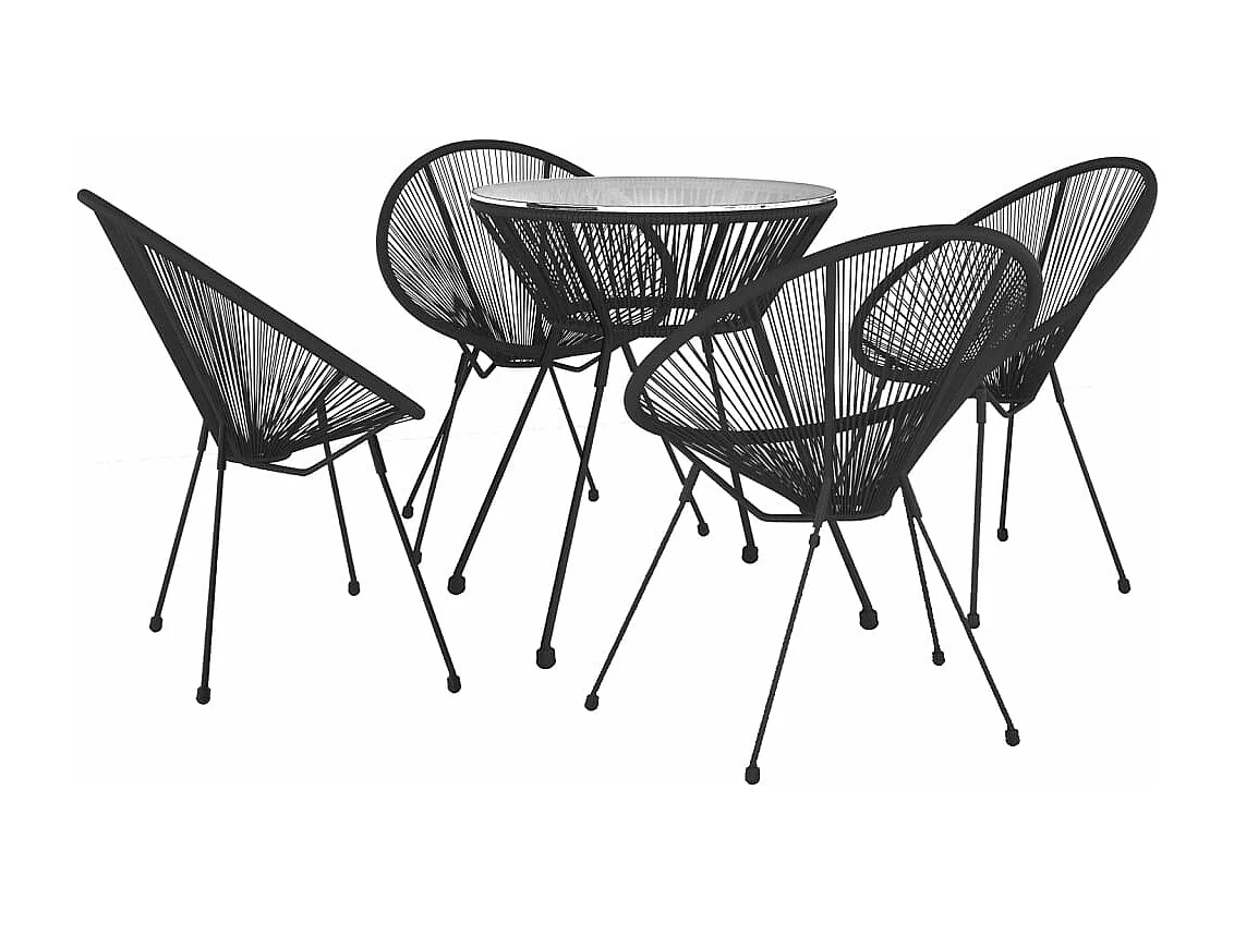 Conjunto de jantar móveis de jardim móveis de exterior 5 peças rattan PVC preto 02_0014229