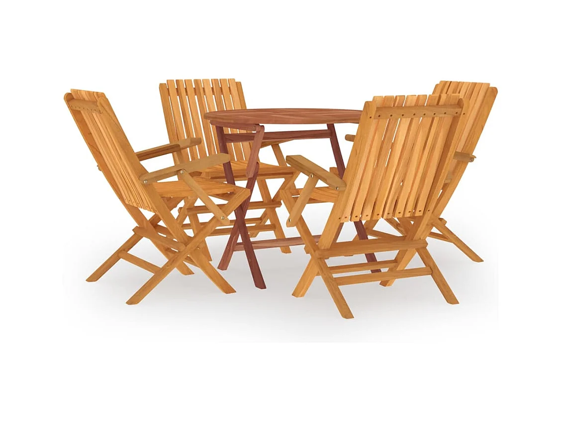 Set da pranzo per mobili da giardino mobili da esterno 5 pezzi in legno massello di teak 02_0014293