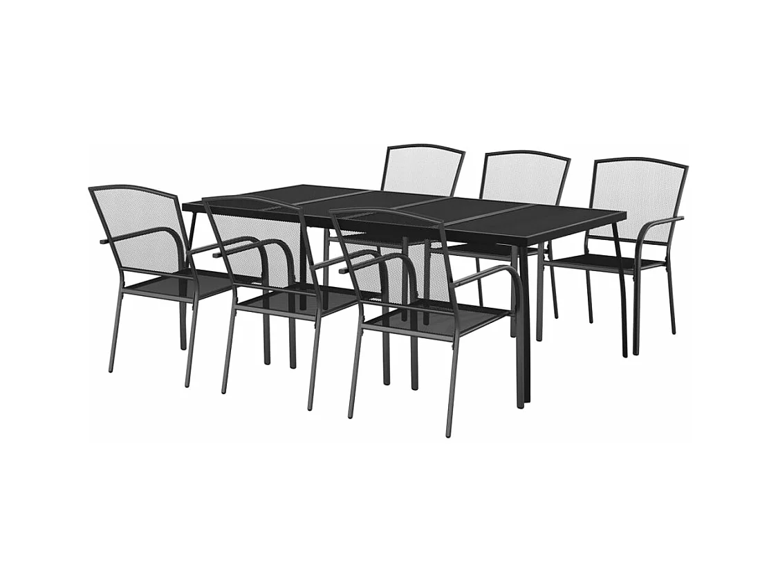Set da pranzo da giardino mobili da esterno 7 pezzi acciaio antracite 02_0013922