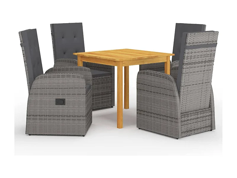 Conjunto de jantar de jardim móveis de exterior 5 peças cinza 02_0013776