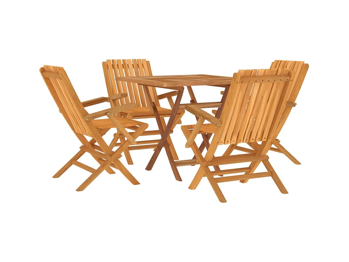 Móveis de jardim conjunto de jantar móveis de exterior 5 peças madeira maciça de teca 02_0014305