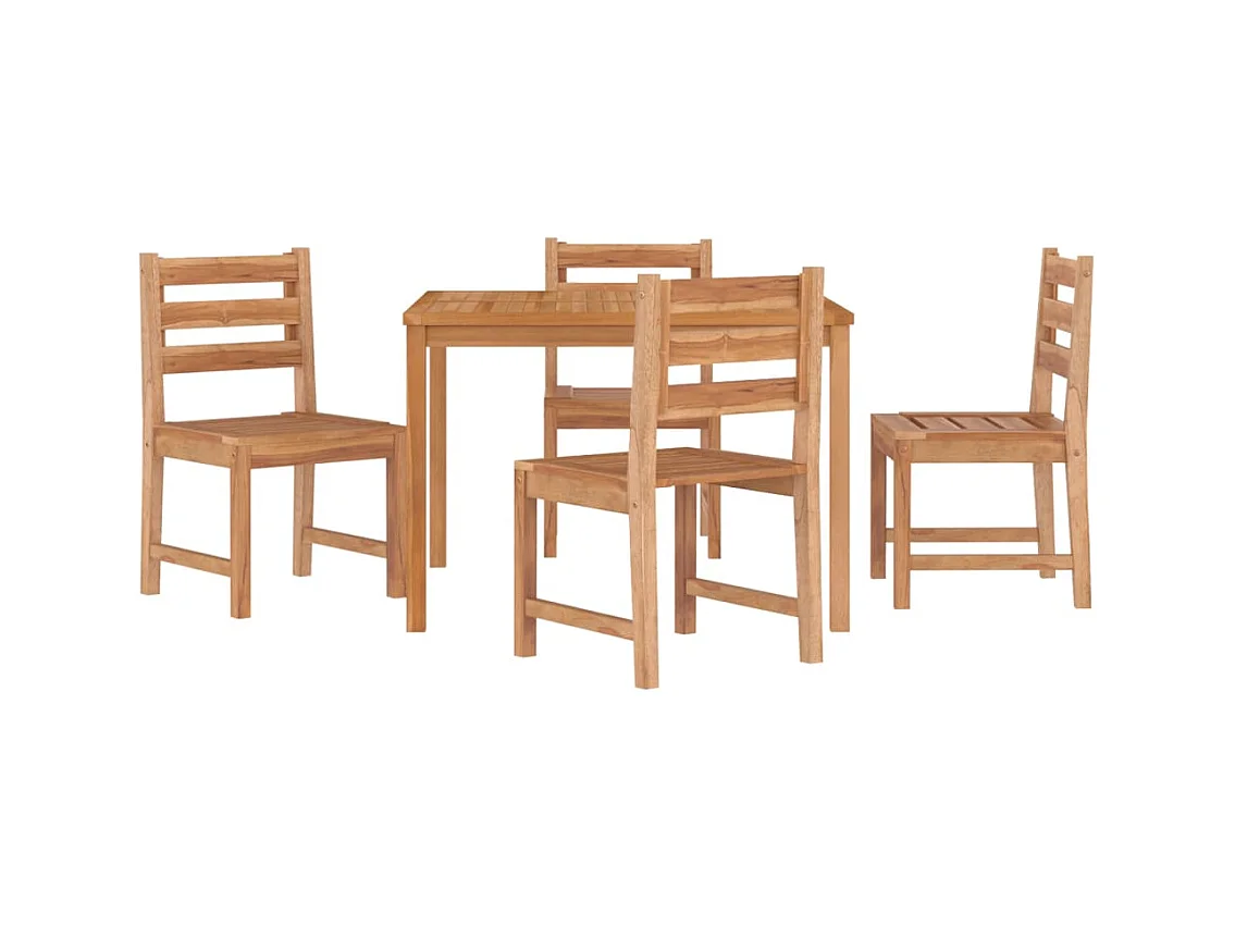 Set da pranzo per mobili da giardino mobili da esterno 5 pezzi in legno massello di teak 02_0014299