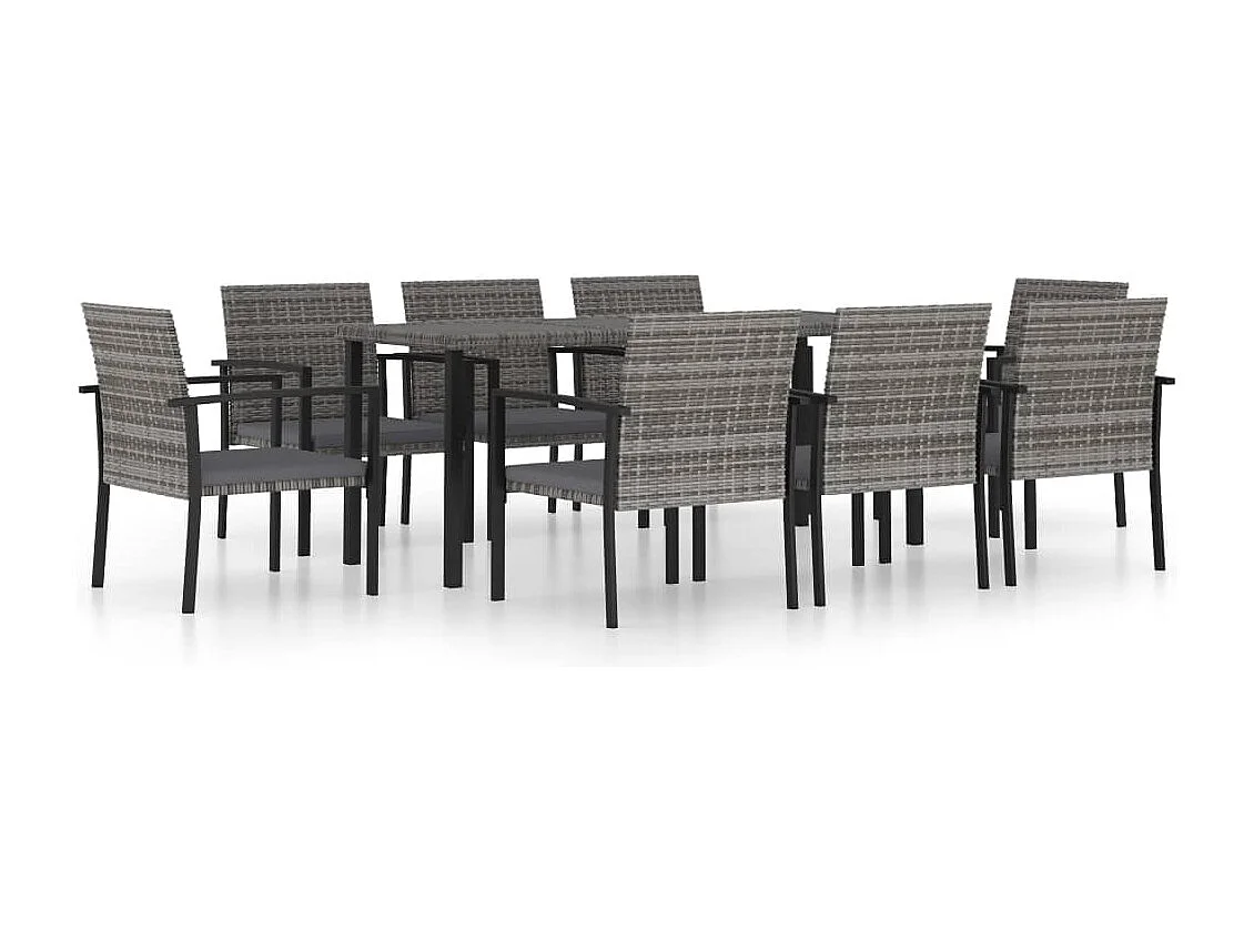 Conjunto de comedor de jardín muebles de exterior 9 piezas resina mimbre gris 02_0014128