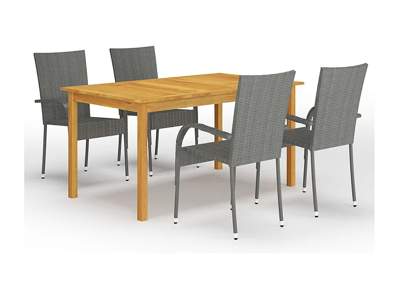 Juego de comedor de jardín muebles de exterior 5 piezas gris 02_0013785
